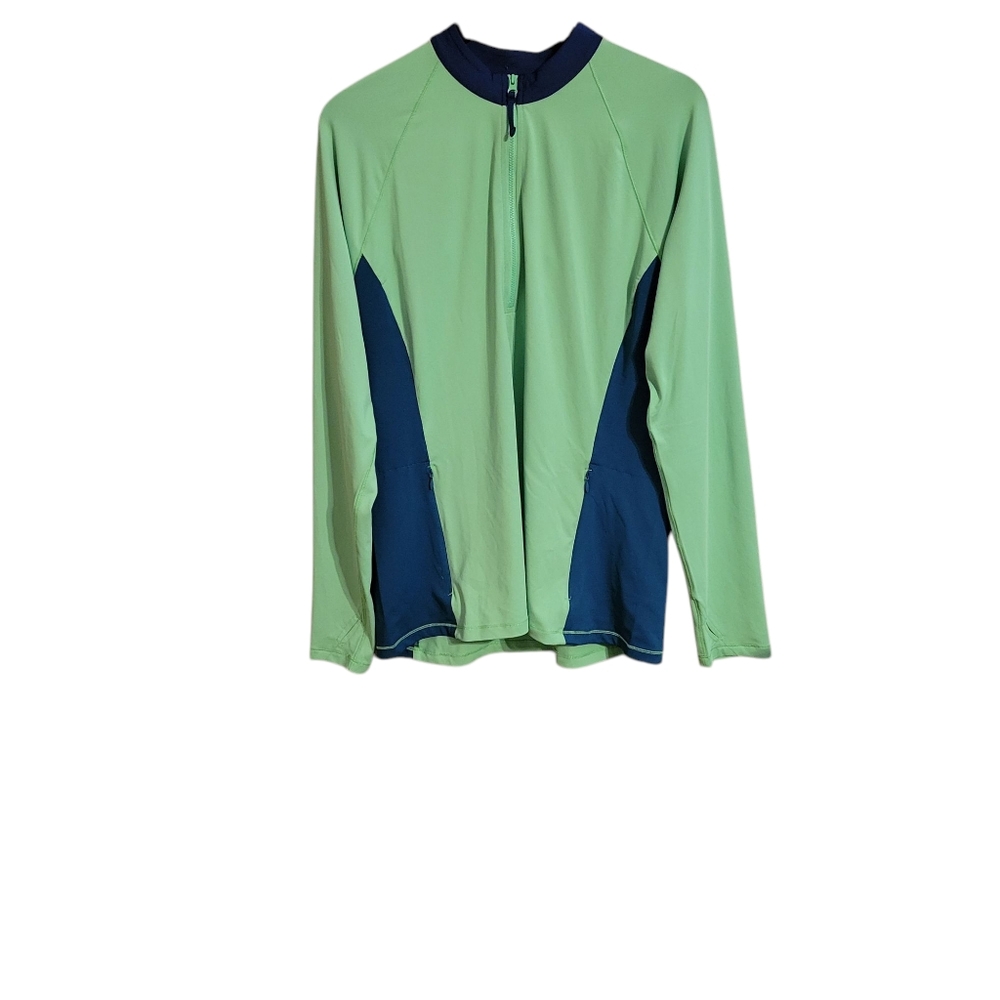 Title Nine Sunbuster Green Long Sleeve Quarter Zip Top